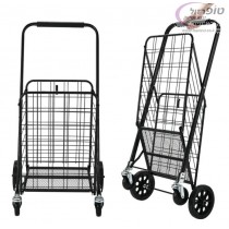 עגלת שוק מתקפלת, עם גלגלים מסתובבים.