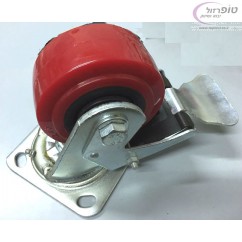 גלגל אדום עם פלטה מסתובבת. עם או ללא מעצור למשקל כבד מאוד