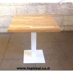 שולחן פלטת עץ אלון בוצ'ר מלא 70*70*4.5 ס"מ עם רגל מרכזית מרובעת לבנה / שחורה