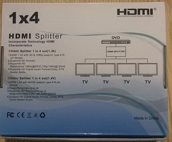 מפצל HDMI ל 4 מסך תומך 4K